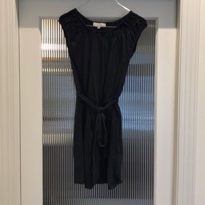 Cap sleeve navy short navy dress with tie belt